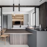 Modular ODM Handleless Kitchen Cabinets Wood Veneer Kitchen Cabinets