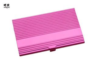 Quality Pink Aluminum Business Card Holder Case For Women Unique Square Shape wholesale