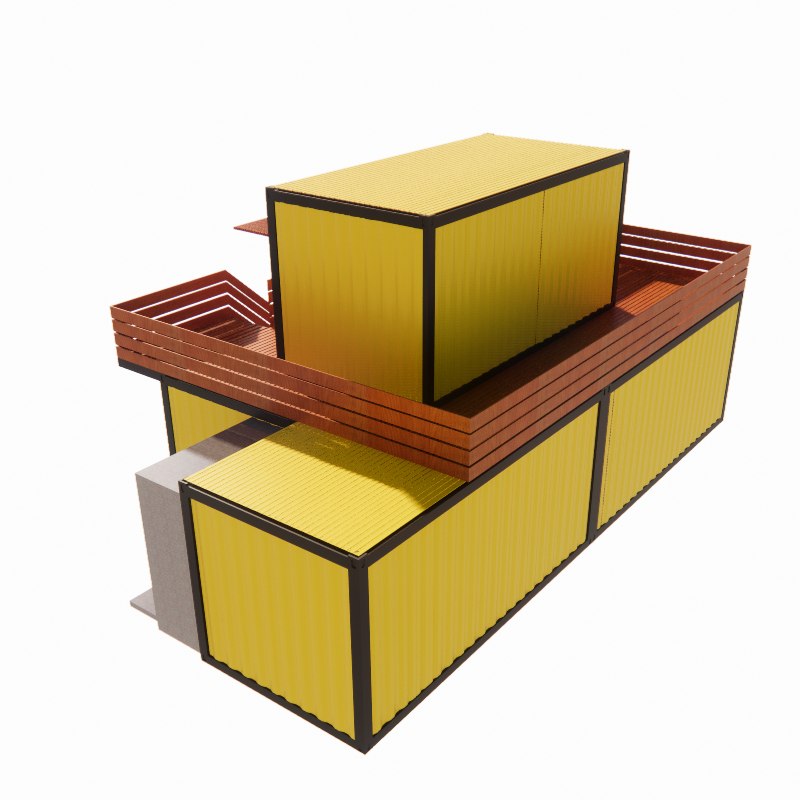 Commercial Street Shops Folding Room Combination with Yellow Renovation Industrial Wind Outdoor Flat Pack Container House