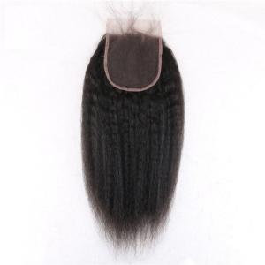 Quality Black 4 X4 Kinky Straight Closure , Free Part Lace Closure No Tangling wholesale