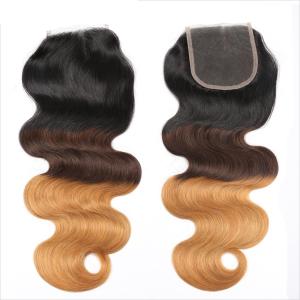 Quality 1b 4 27 Curly Lace Closure Full Hairs 100% Unprocessed No Shedding wholesale