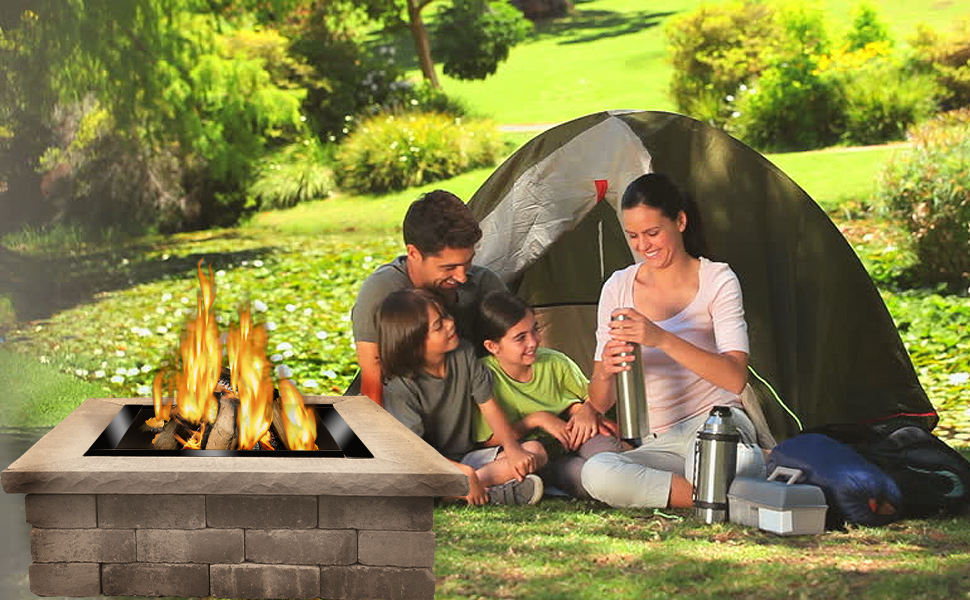 Heavy Duty Steel Square Fire Pit Insert Ring Liner 24" Inside 32" Outside Diameter for Outdoor Wood Burning Fireplace Camping