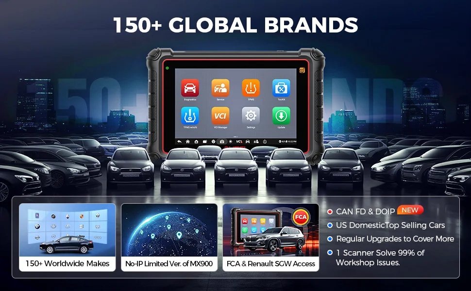 Autel MaxiCOM MK900 Diagnostic Tools CAN FD DoIP 8 Inch Bidirectional OBD2 Scanner 2024 Auto Diagnosis Upgrade of MK808B