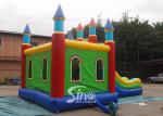 Lead Free PVC Tarpaulin Inflatable Bouncy Castles , Rainbow Castle Slide