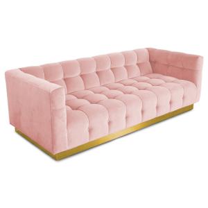 Quality Living Room Furniture Pink Velvet Lounge Sofa 2-3 Seater Couch Club Set wholesale