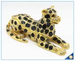 Wholesale Spot Leopard Shape Trinket Box Crystal Metal Trinket Box SCJ294