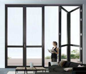 Quality Soundproof Aluminium Folding Door Black Aluminium Bifold Doors wholesale