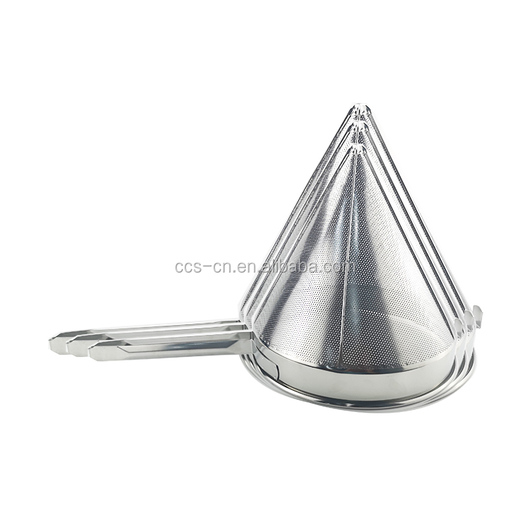 Commercial Kitchen Colander Large Strainer Coarse Mesh Fine Mesh Filter Stainless Steel China Funnel Strainer For Restau
