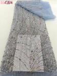 Top quality lilac handmade beaded lace embroidery african french lace fabric