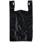 Plastic Grocery T Shirt Bag Plain Black 12 X 6 X 21 (1000ct, Black) , HDPE