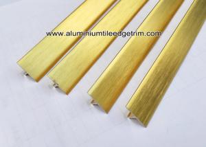 Quality T20 T Shaped Aluminum Extrusion Decorative Profiles / Strips For Door Brushed Gold wholesale