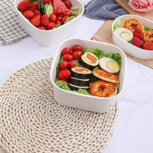 Quality 1200ml Biodegradable Takeaway Bowl White Paper Square Salad Bowls With Lid wholesale