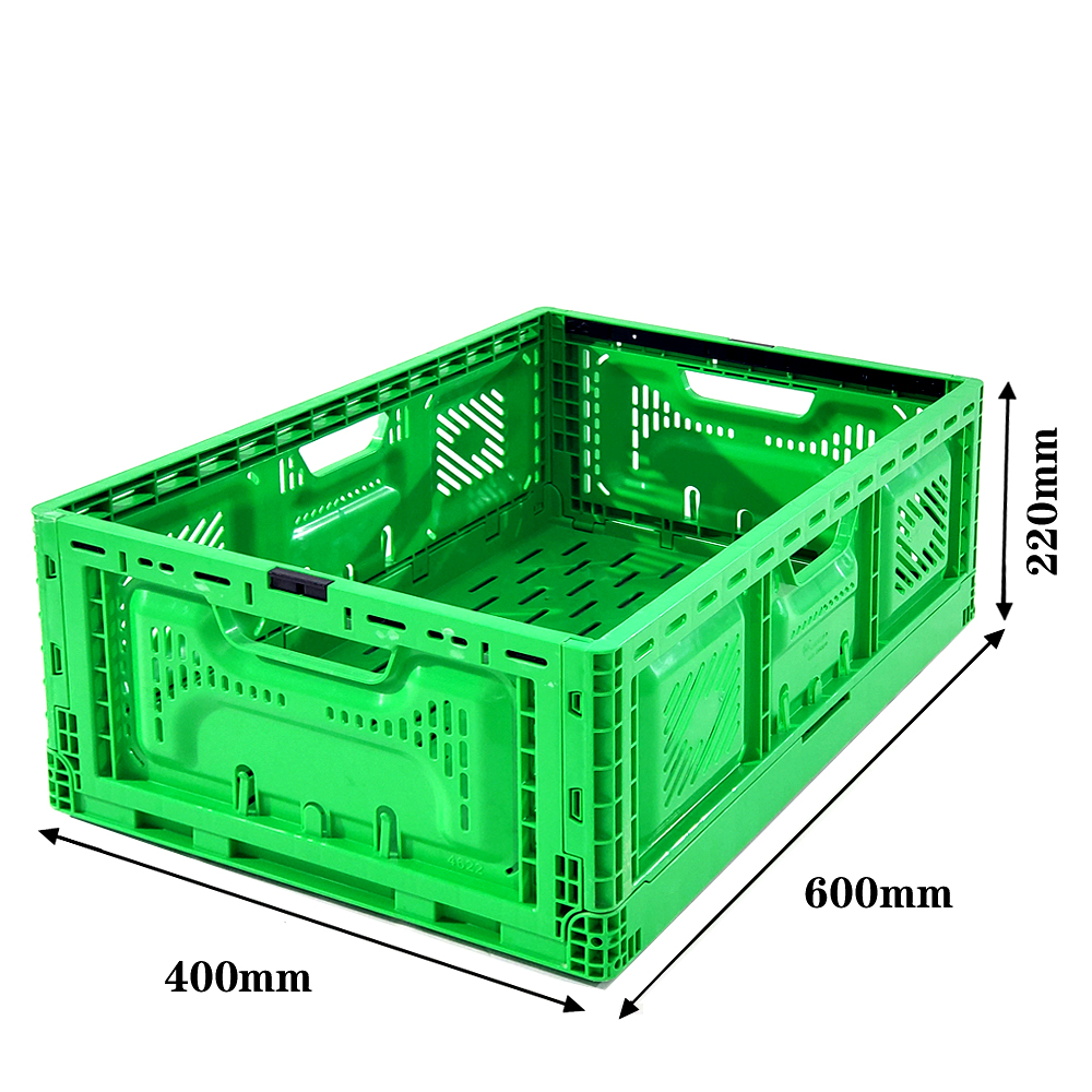 Stackable Plastic Folding Crates Supermarket Heavy Duty 23.6" X 15.7" X 9.0" 40L 32l