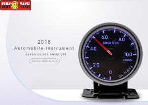 Quality Racing Car Oil Pressure Gauge , Oil Pressure Meter 0 - 1000 Kpa With LED / Buzzer Warning wholesale
