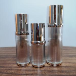 Quality Personal Care Acrylic Ribbed Plating Airless Cosmetic Bottles wholesale