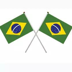 Quality 100% Polyester Brazil Custom Flag 14x21cm Brazil Hand Held Flags wholesale