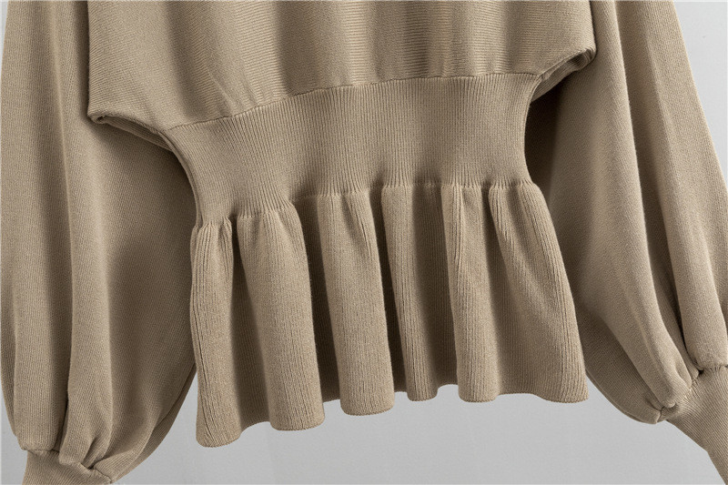 Stylish and Durable Women s Pullover in Polyester Perfect for Any Occasion Lantern long sleeved hip wrap skirt sets