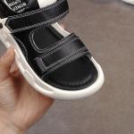Stylish Black Soft Sole Slippers Sport Leather Sandals 26-30 31-37 Size