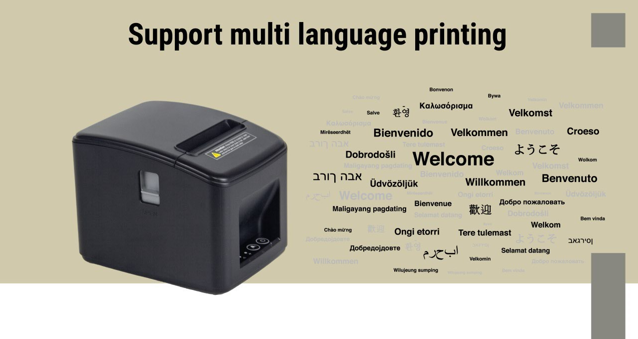 24V/2.5A Power Supply POS 80mm Thermal Receipt Label Printer Free SDK for Restaurant