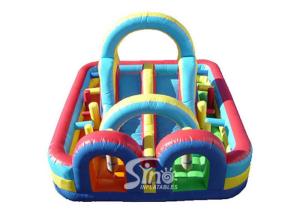 Quality Great fun giant outdoor colorful kids inflatable obstacle course interactive game for amusement wholesale