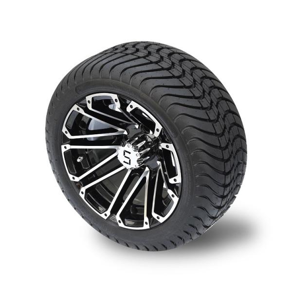 12 Inches Machiend/Black Golf Cart Wheels And 215/35-12 DOT Street Tires Combo 4