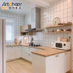 E0 Modular Kitchen Cabinets 2022 Solid Wooden Top Trends with Stainless Steel