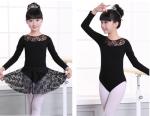 New Children Latin Dance Dress Long Sleeve Lace Sequin Kids Latin Dresses Girls