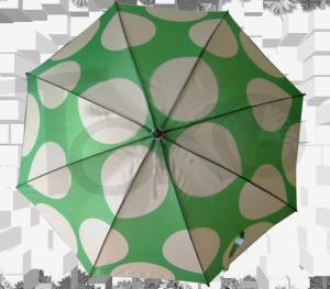 Quality Printed Automatic Walking Stick Umbrella Curved Wooden Handle 95cm Length wholesale
