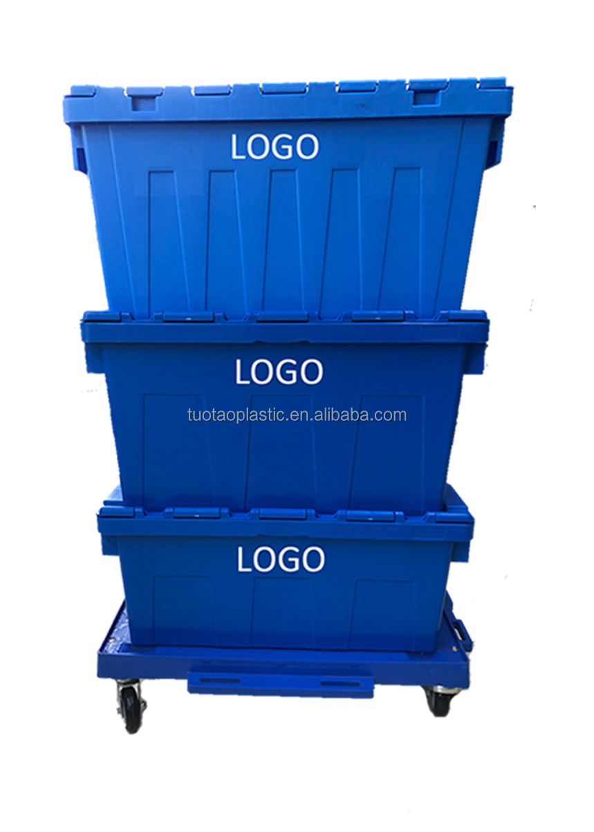 60L Stackable Reusable Plastic Crate with Barcode for Warehouse Logistics Management