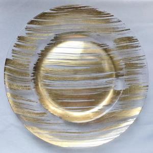 Quality Disposable Glass Clear Charger Plates With Gold Rim Bulk Wedding wholesale