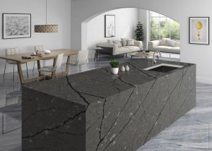 Quality Light Grey Quartz Floor Tiles Black Modern Quartz Countertops Heat Resistance wholesale