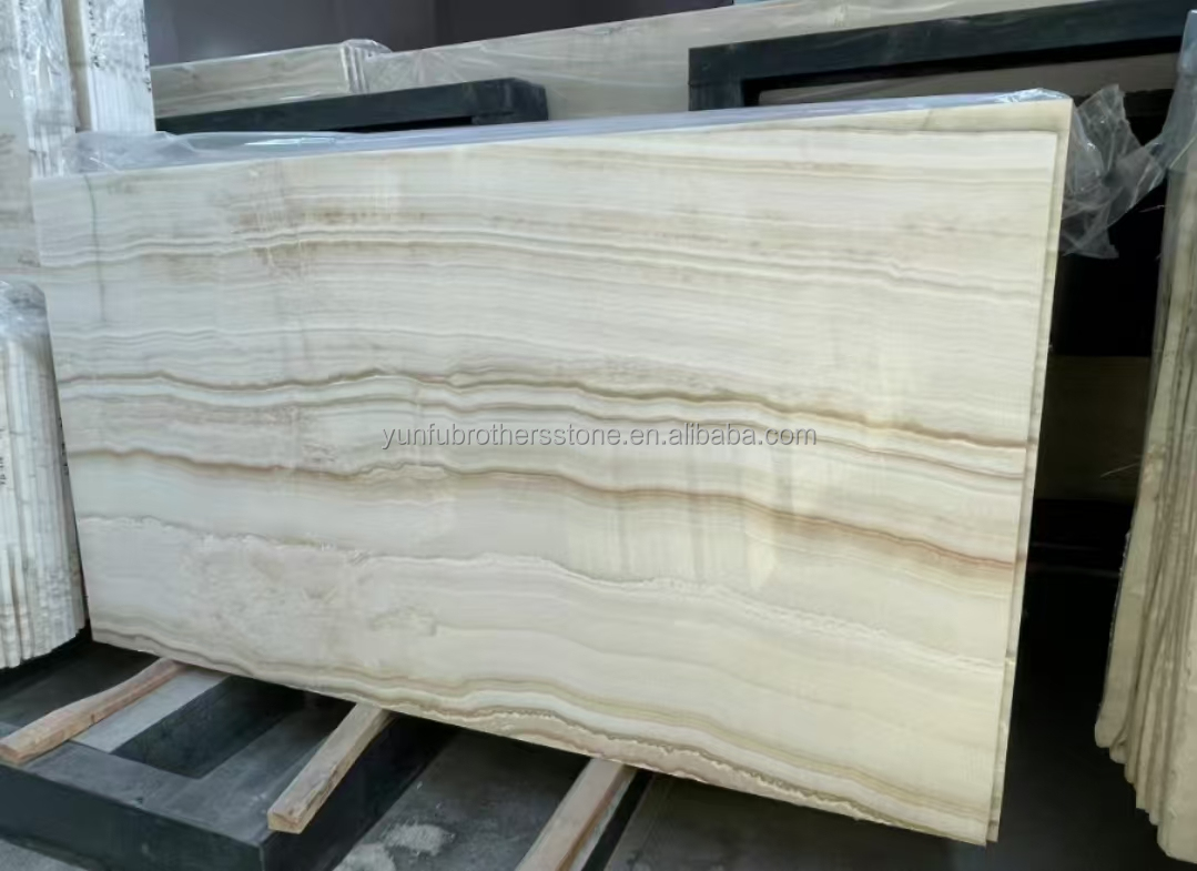 Modern Design Hotel Bathroom Wall Panel with Backlit Natural Stone White Onyx Marble