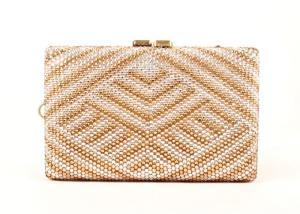 Quality Handmade Full Gold Crystal Rhinestone Evening Bags With Metal Frame wholesale
