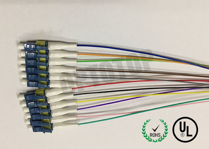 12 Core Fiber Optic Cable , LC / UPC MPO Patch Cord Single Mode 0.9mm Cable