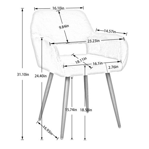 Set of 2 Modern Nordic Design Comfortable Dining Chairs with Iron Metal Legs Product Size 23.23*18.11*31.1" Upholstered