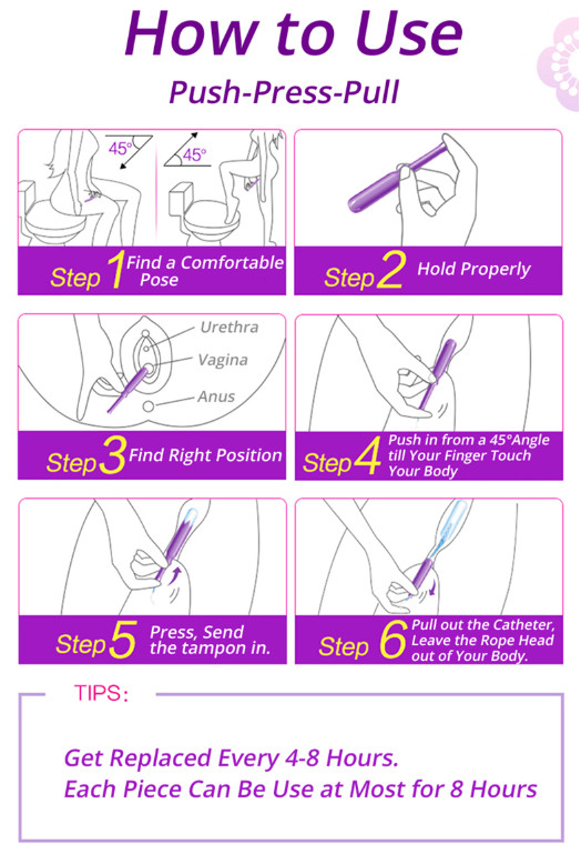 Hygienic Women Cotton Applicator Tampon Biodegradable