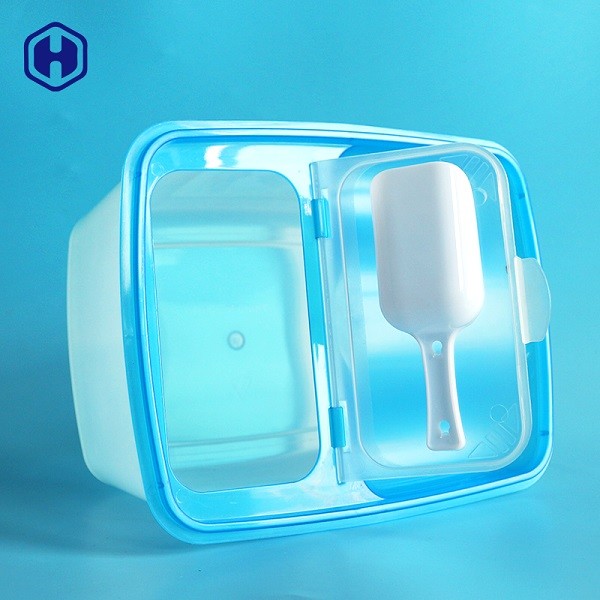 Sturdy PP Clear Plastic Square Box With Scoop Pet Dog Food Feeding