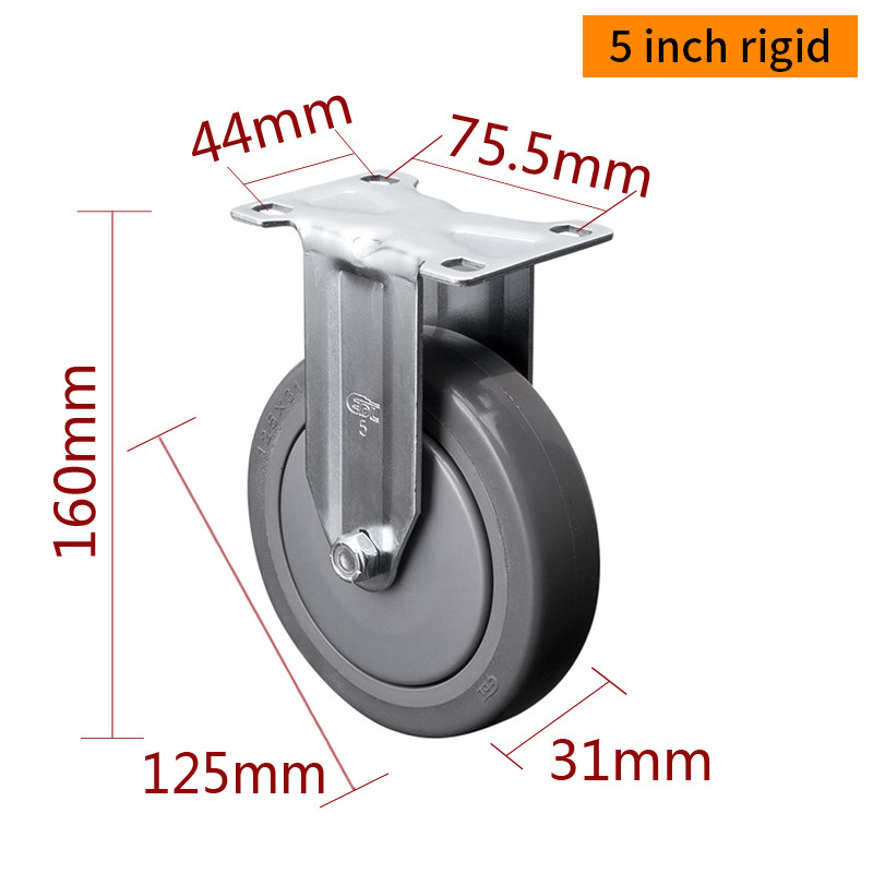 EDL Medium Duty Zinc Coating 5inch 110kg Plate TPE Caster by Rigid, Swivel and Brake type 5715P-57