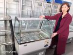 Commercial Ice Cream Showcase Freezer 6 Barrel 10 Tray Curved Glass