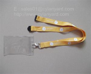 Quality Discount plastic badge holder lanyard with plastic breakaway, polyester ribbon, wholesale