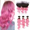 Buy cheap Brazilian Human Hair Body Wave Hair 1B/Pink Color Bundles With 13*4 Frontal Lace from wholesalers