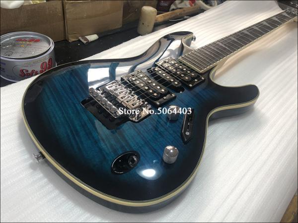 Custom 6 string electric guitar yellow tiger maple veneer rosewood fingerboard