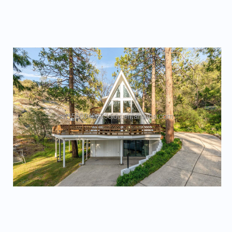 EU Triangle A-Shaped Steel Structure Frame Room Modern Tiny House Prefab Kit Luxury Triangle A-Frame House with Wooden Houses