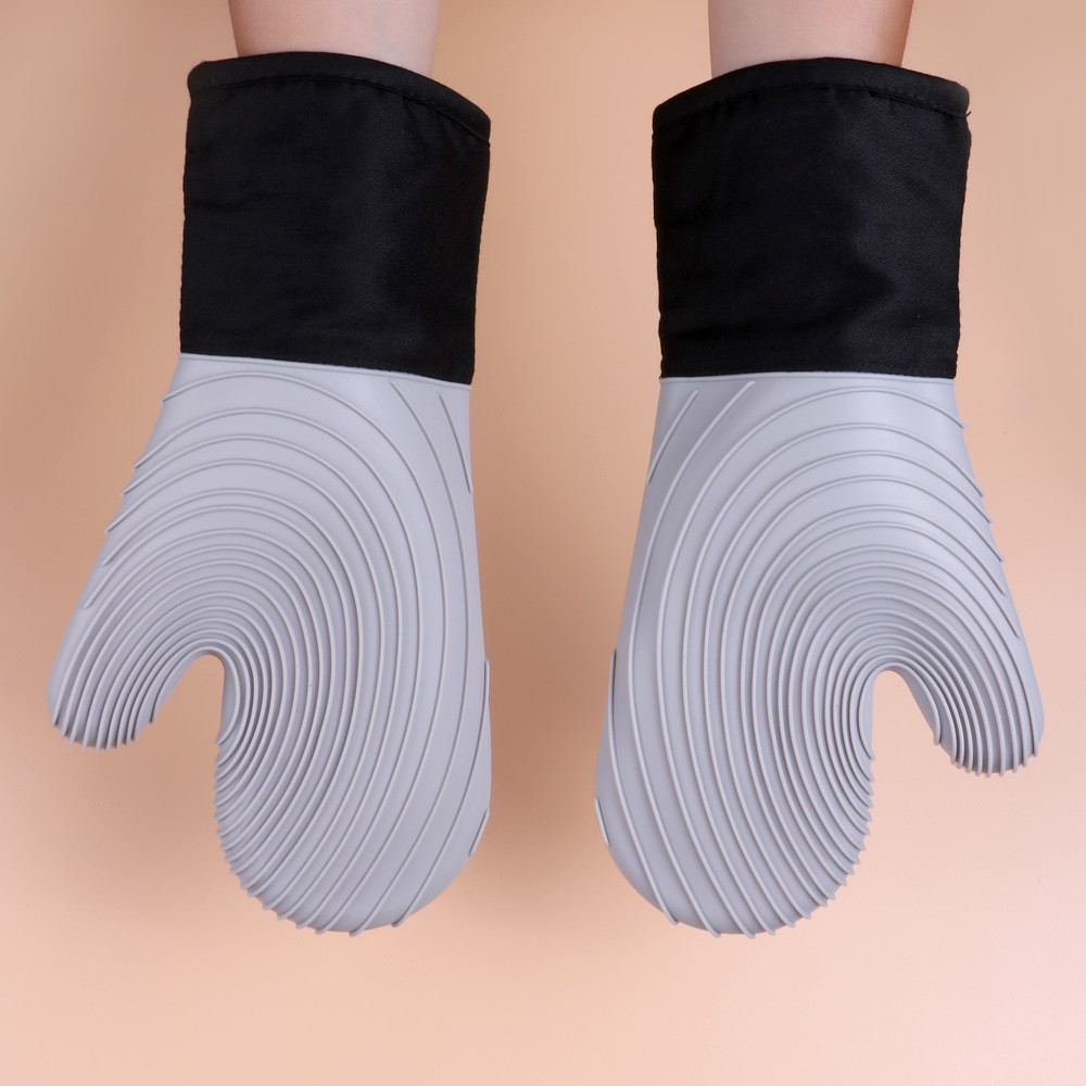 Silicone Oven Mitts Pair BBQ Gloves Heat Resistant Silicone Grilling Gloves Silicone Kitchen Utensil Baking Gloves