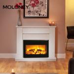 770mm Wood Mantel Fireplace Small Bevel Edge Simulation Charcoal LED Light