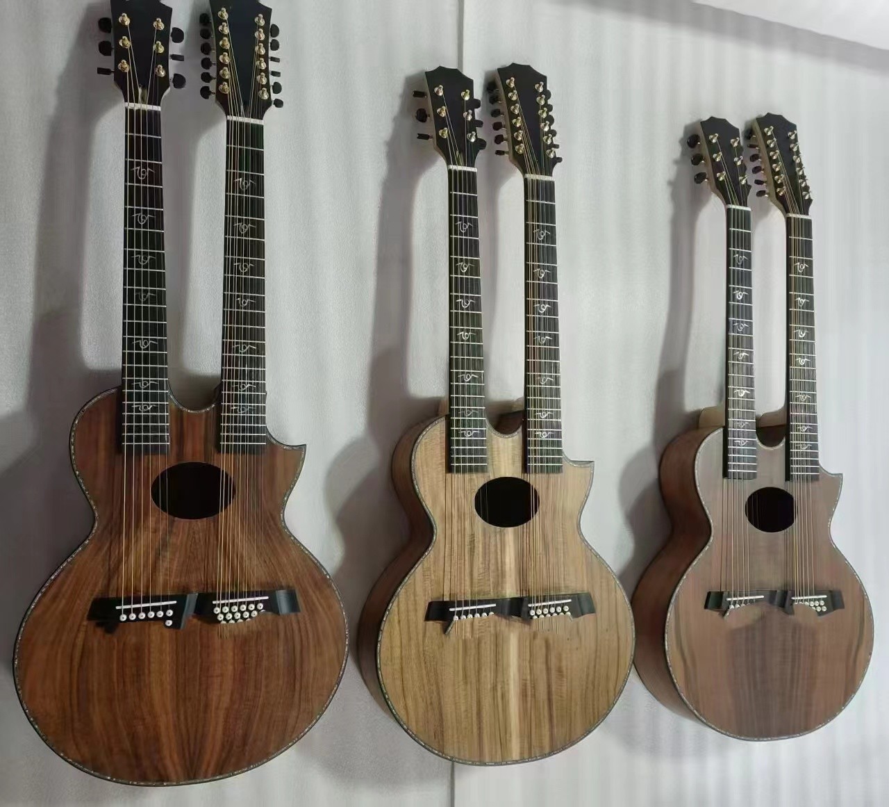 IN STOCK, Custom Taylor Style Double Neck Richie Sambora Signature KOA Wood 6+12 Strings Acoustic Guitar with Ebony Fingerboard in Matte Finishing