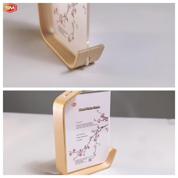 Decorative L Shape Acrylic Photo Picture Frame with Wood Base Dried Flowers