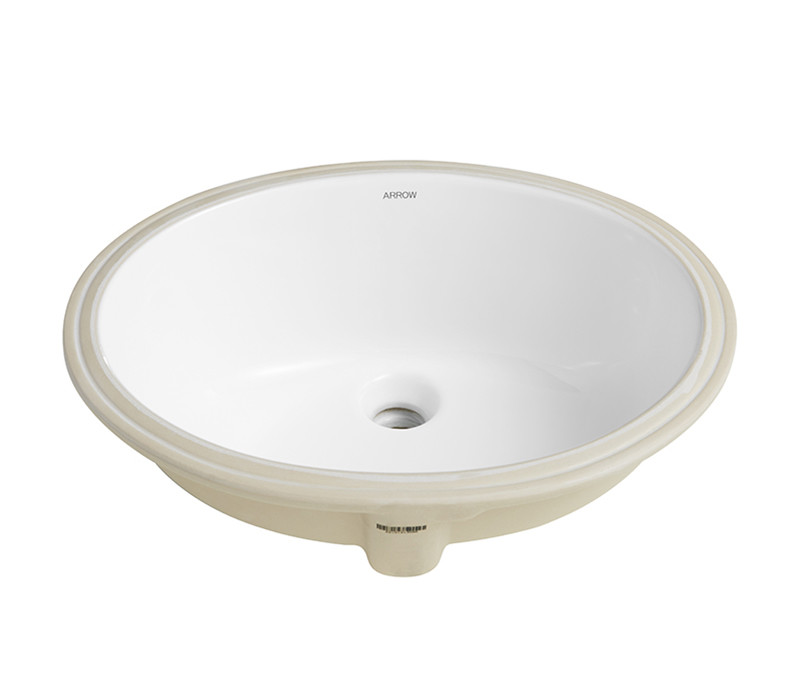 White Oval Under Counter Basin 528x415x234mm With Overflow