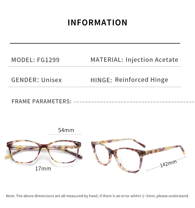 Handmade Acetate Prescription Eyeglasses Women Prescription Lens Available