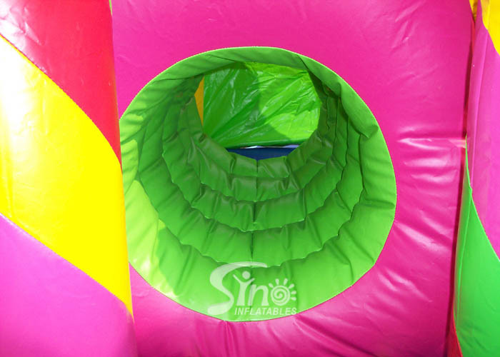 Outdoor Kids Inflatable Bouncy Castle With Slide And Pillars Inside Made Of Best Pvc Tarpaulin
